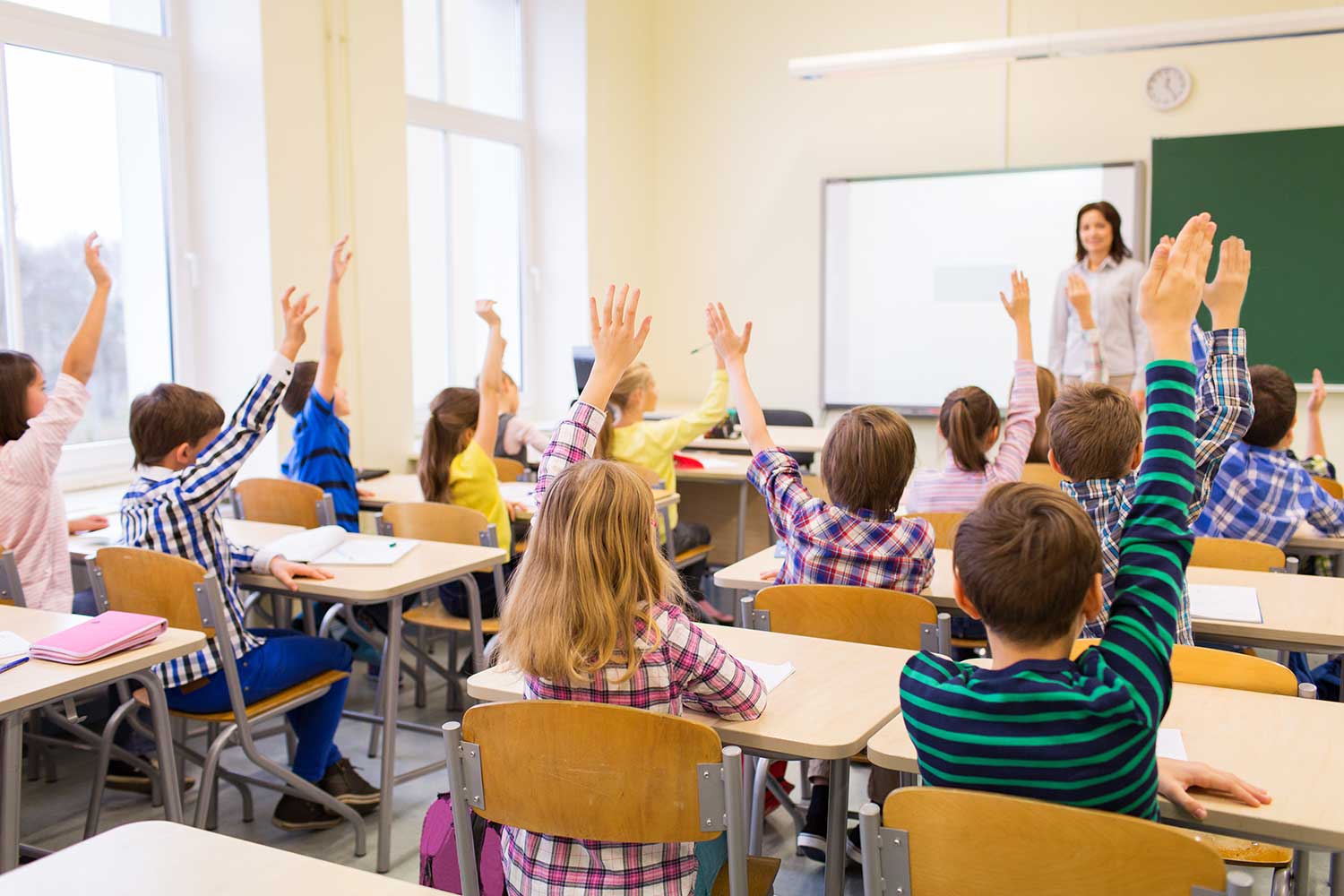 classroom with teacher and students